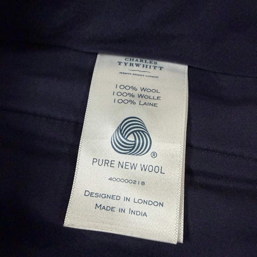 Charles Tyrwhitt Dress Pants Men 38x30 Grey Blue Striped Wool Classic Fit Preppy - Picture 8 of 15